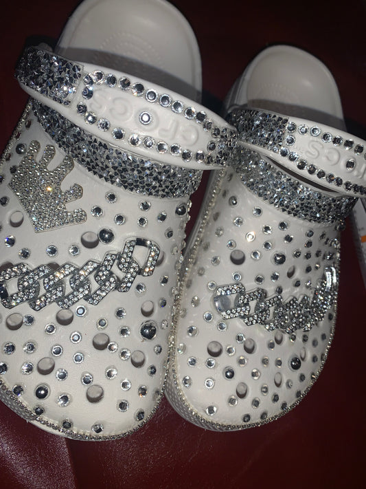 White Blinged Crocs